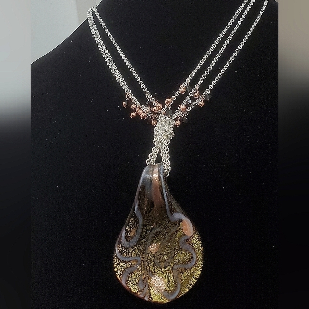 Fashion Silver Tone Natural Agate Stone Necklace. 🌴